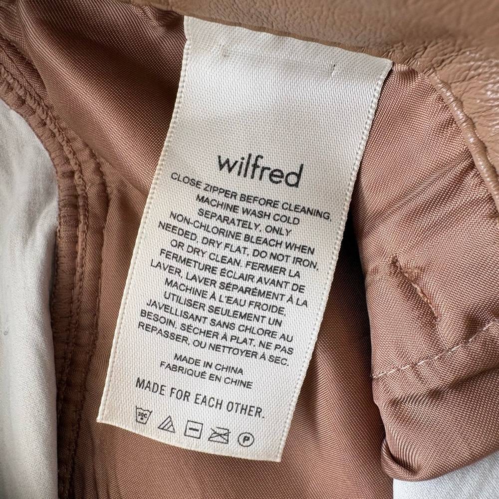 Wilfred Faux Leather Straight-Leg Pants in Caramel Brown Size 6 - Picture 4 of 7